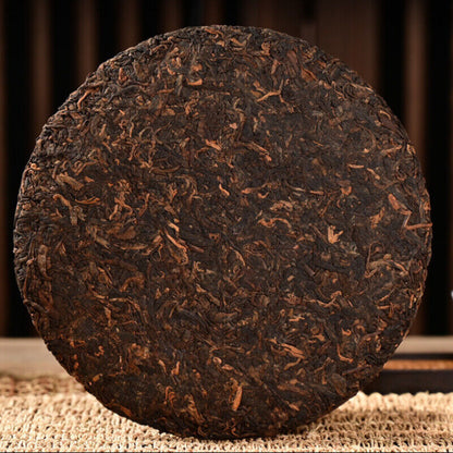 357g Yunnan Old Pu-Erh Cooked Tea Cake Black Tea Big Tree Golden Bud Pu'er-