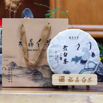 300g Chinese White Tea Cake Health Care High Mountain Fuding White Tea Gift Box