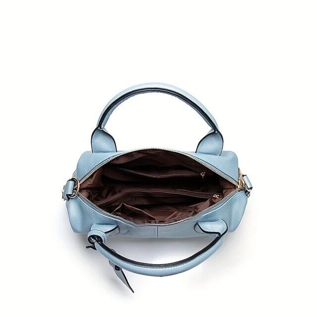Women's Leather Shoulder Bag Satchel Crossbody Messenger Bag Blue Elegant Gift