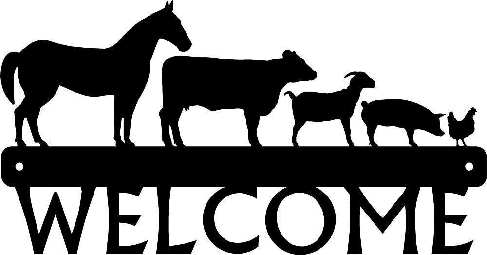 Farm Animals Welcome Sign - 12 inch Wide Metal Wall Art