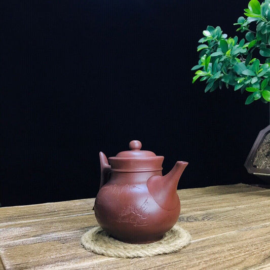 vintage chinese yixing purple clay teapot zisha ceremony carving Collectible art