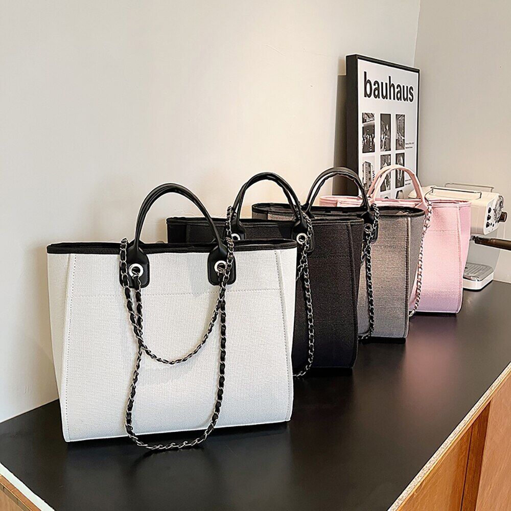 Canvas Shoulder Bag Women Tote Female Bags Chain Pink Handbags Handbag