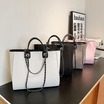 Canvas Shoulder Bag Women Tote Female Bags Chain Pink Handbags Handbag
