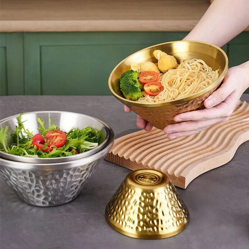 Bowls Stainless Steel Thicken Salad Ramen Noodles Double Layers Table Dinnerware