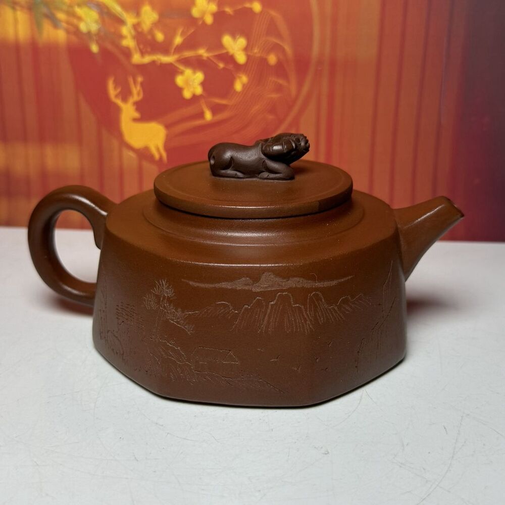 Chinese Yixing Purple Clay Teapot Tea Set Pot Zisha Ceramic Cute Decor Figurine