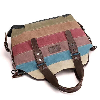 Canvas Women's Bag One Shoulder Handbag Lady's Crossbody Big Bag Contrast Bag
