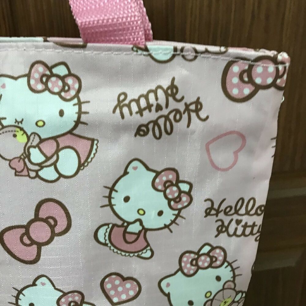 Cute Hello Kitty Heart Bow Handbag Lunch Box Storage Bag Tote Picnic Case Zipper