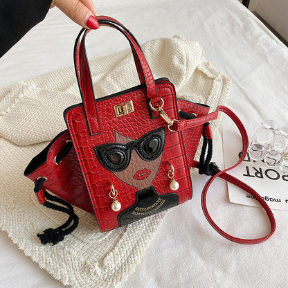 Lady Face Shoulder Bags Funky Top Handle Satchel Handbags Clutch Purse Bat Bag