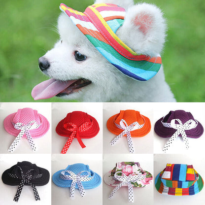Dog Cat Cute Baseball Cap Outdoor Sunshade Hat Ear Holes Headgear Pet Supplies