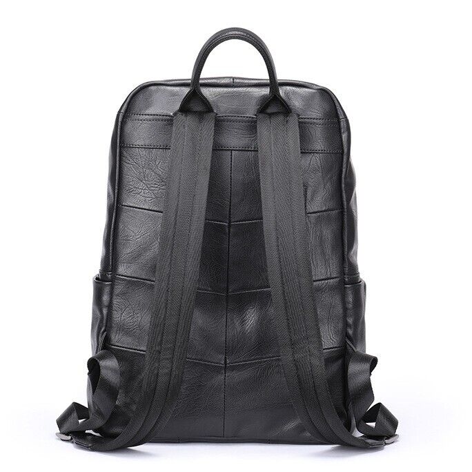 Top Cow Leather Black Men's bag, Soft Leather Large Capacity Backpack Travel Bag