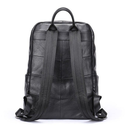 Top Cow Leather Black Men's bag, Soft Leather Large Capacity Backpack Travel Bag