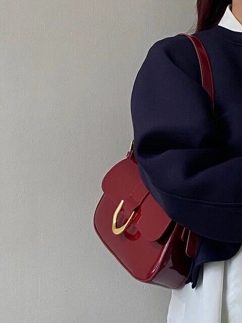 Women's Classic Vintage Handbag Leather Shoulder Bag Burgundy Crossbody Bag Gift