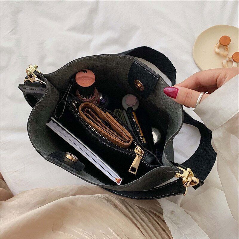 Women Bucket Bag PU Leather Top-handle Bags Crossbody Bags Women Shoulder Bag