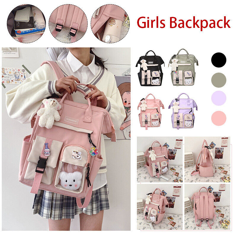 Large Teens Nylon Backpacks College School Bag Teenage Girl Cute Travel Rucksack