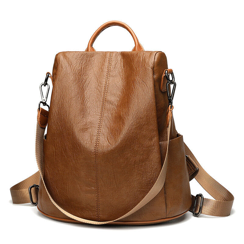 Ladies Leather Backpack Purse Anti-Theft Rucksack Travel Bag Satchel