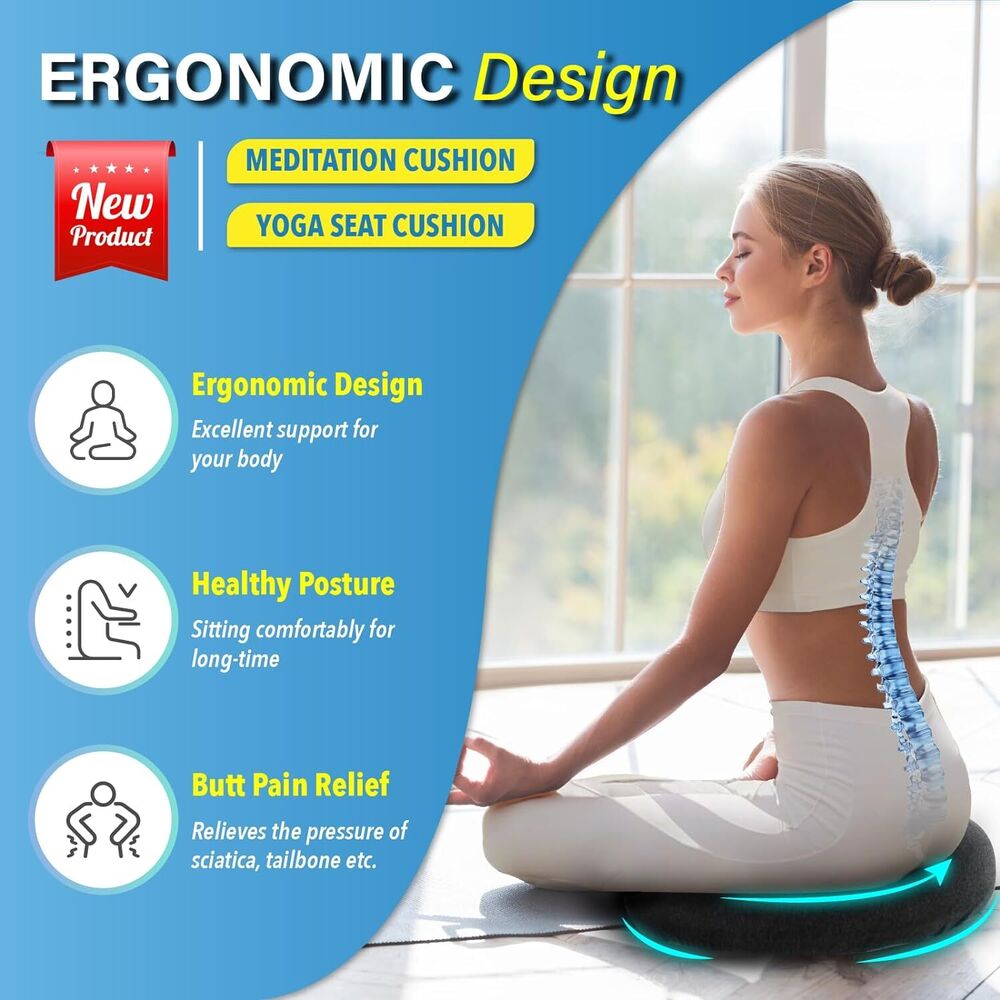 Floor Pillow Cushion Comfortable Meditation Yoga Ergonomic Memory Foam Seat Gift