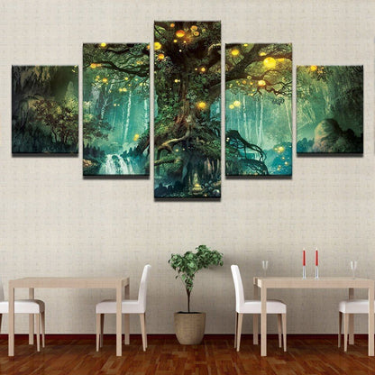 5 Pieces Enchanted Tree of Life Forest Canvas Art Poster Picture Home Decor