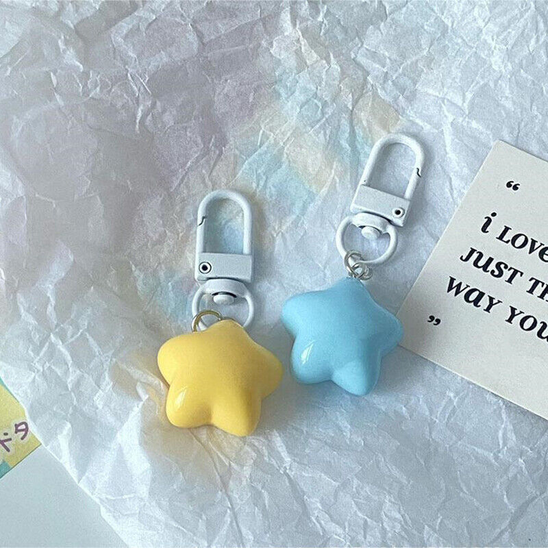 1Pc Cute Star Keychains Headphone Cover Keyring Cartoon Charm Bag Pendants Charm
