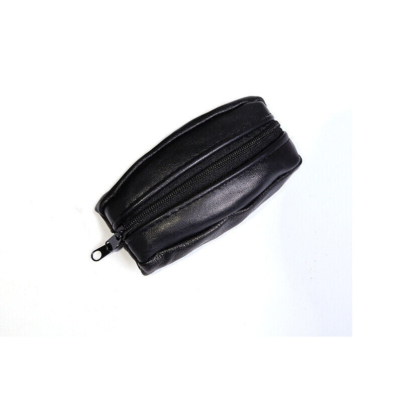 Unisex Soft Real Leather Pouch Coins Keys Money Holder 2 Ways Zips Wallet Purse