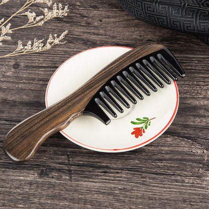 Wooden Anti Static Horn Comb Wide Toothed Comb Curly Brush Massage Hair Comb