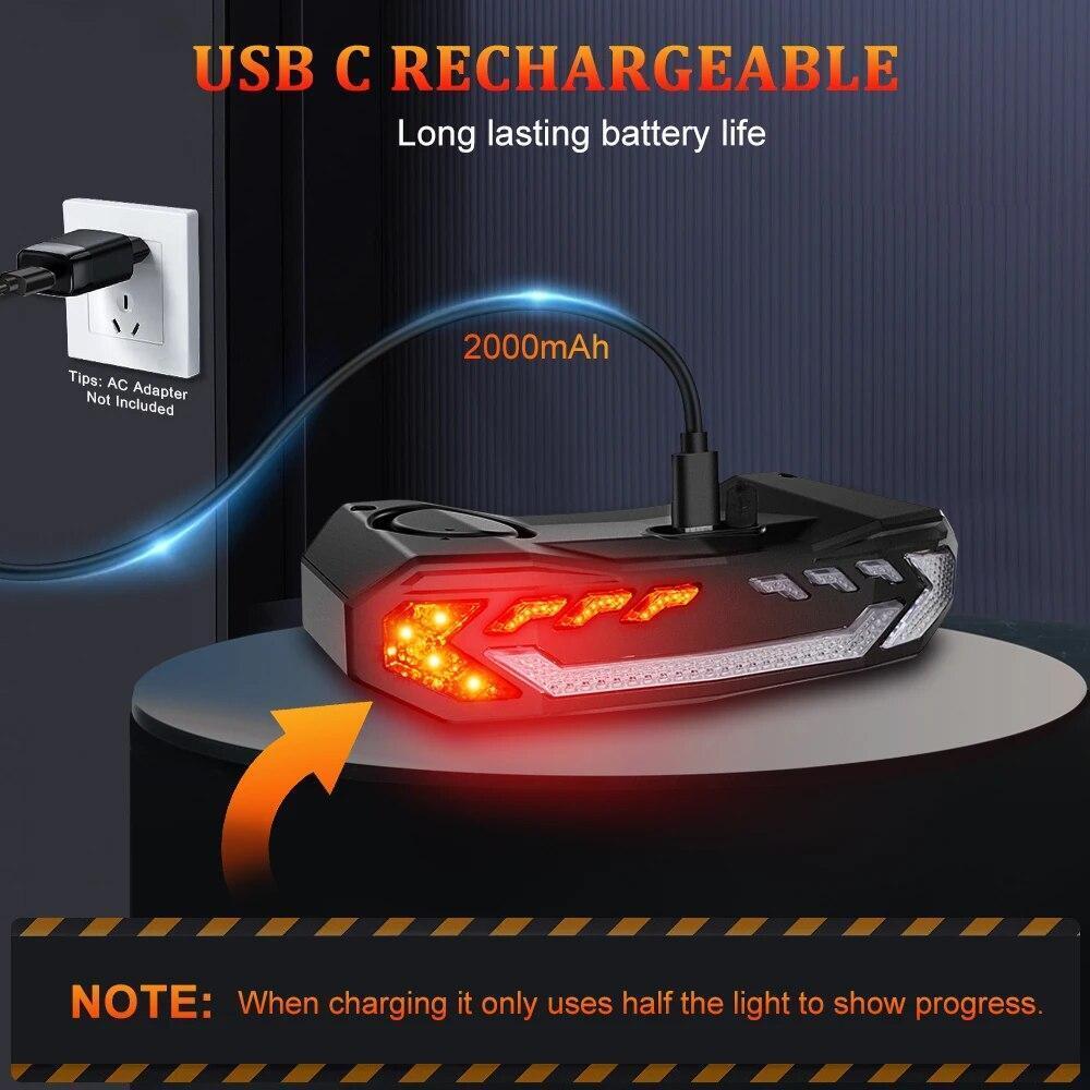 Bike Cargo Rack Tail Light with Turn Signals and Brake Light Wireless Bike