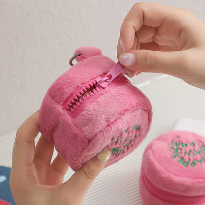 Plush Cake Bag Pink Mini Coin Potters Purse Earphone Cord Storage Bag