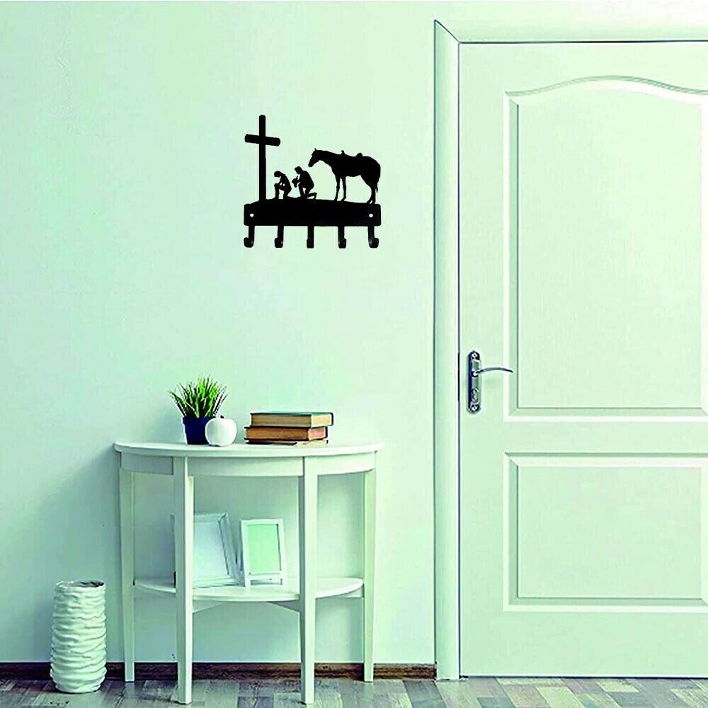 Cowboy Cowgirl At The Cross Wall Mounted Hook Up Pendant Wall Art Home Decor