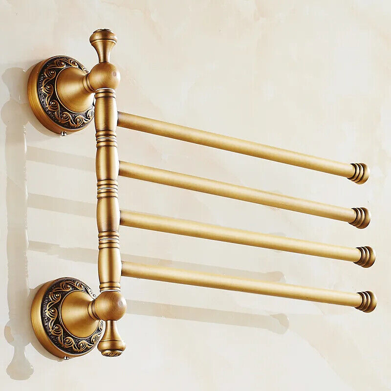 Bath Towel Holder Antique Brass Bronze Bathroom Accessories Movable Storage Rack