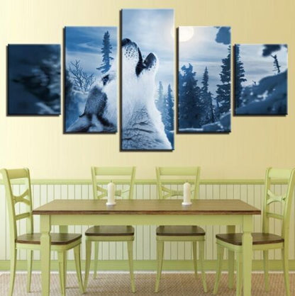 5Pcs Wall Art Canvas Painting Picture Home Decor Modern Abstract Poster Wolf