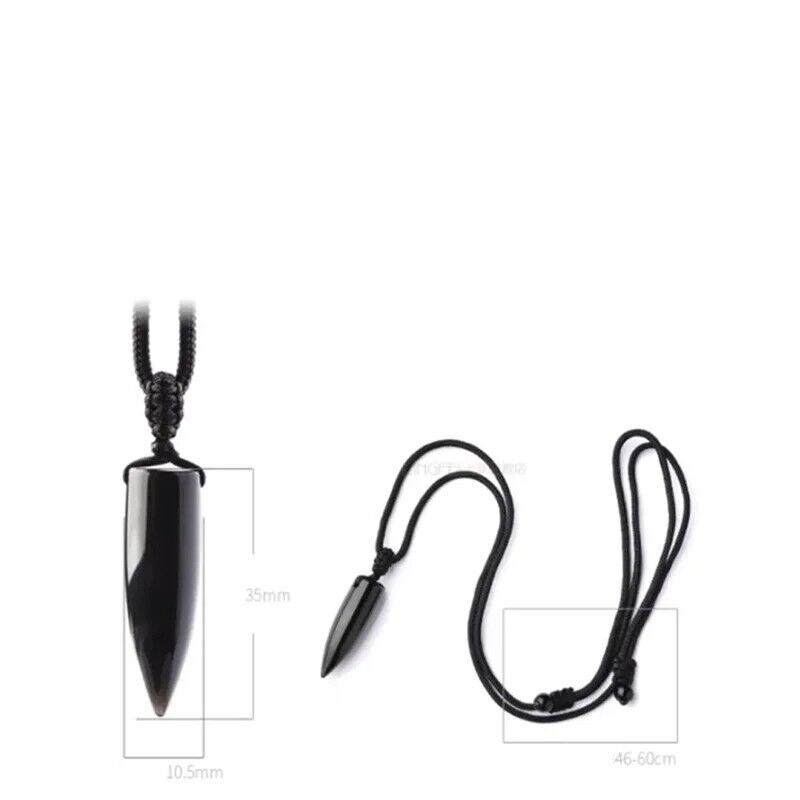 Men Necklaces Obsidian Bullet Pendants Rope Chain Pendant Fashion Punk Jewelries