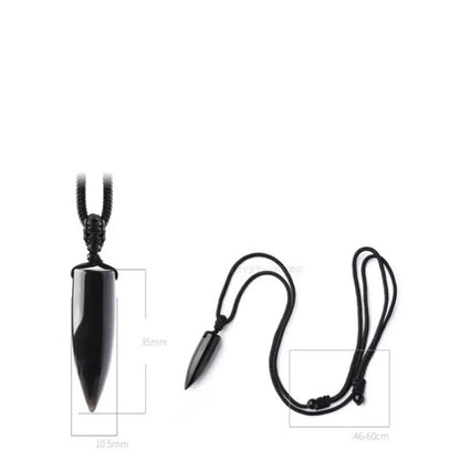 Men Necklaces Obsidian Bullet Pendants Rope Chain Pendant Fashion Punk Jewelries
