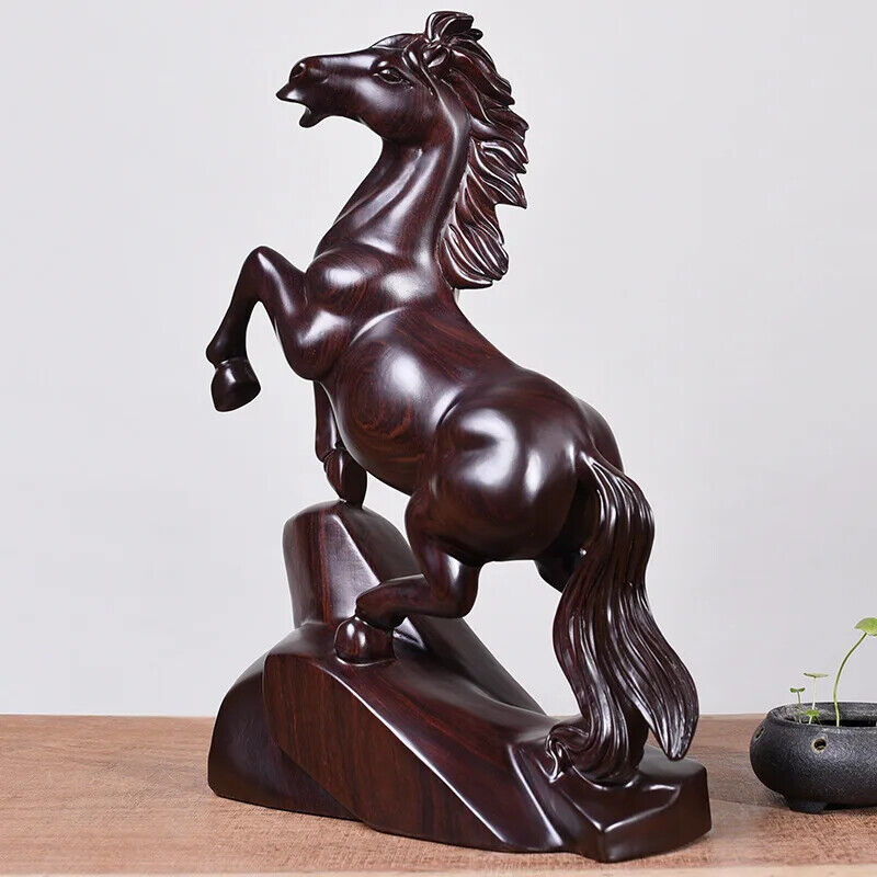 Solid wood horse statue art whole wood sculpture Home living room office statue