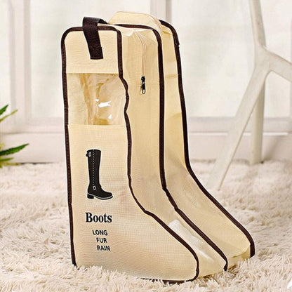 Portable Tall Boots Storage Bags|2 Packs Dust-proof Boot Carry Bag Beige