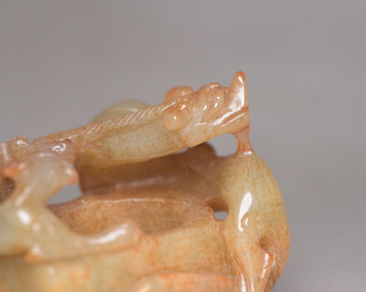 Chinese Antique Hetian Jade Hand Carved Dragon Statue Collections Figurines Rare