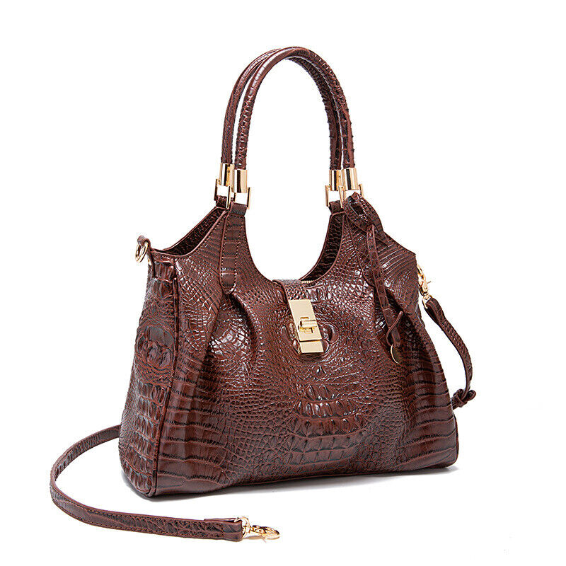 Women Patent Leather Crocodile Handbag Sling Satchel Tote Shoulder Bag Party Bag