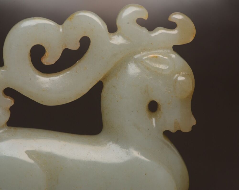 Collection Chinese Hetian Jade Carving Exquisite Deer Statue Sculpture Art Work