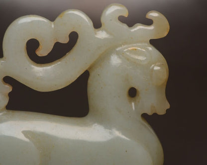 Collection Chinese Hetian Jade Carving Exquisite Deer Statue Sculpture Art Work