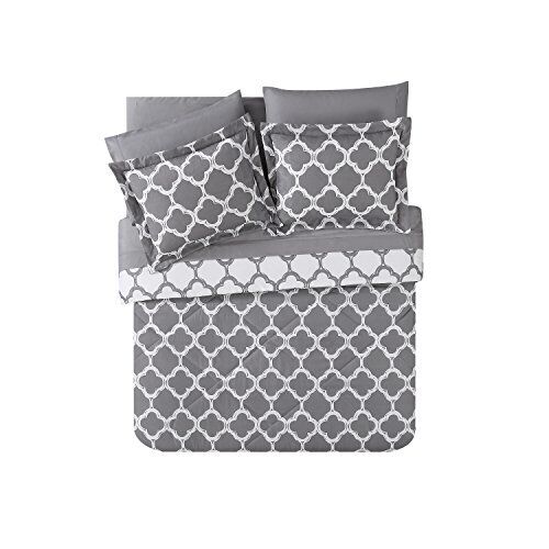 VCNY Home Galaxy Reversible 8 Piece Bed-In-A-Bag Comforter Queen, Grey/White