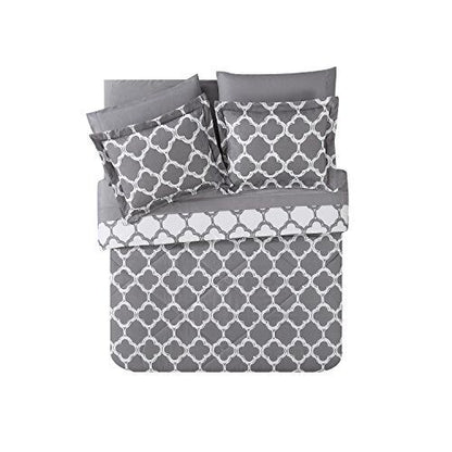 VCNY Home Galaxy Reversible 8 Piece Bed-In-A-Bag Comforter Queen, Grey/White