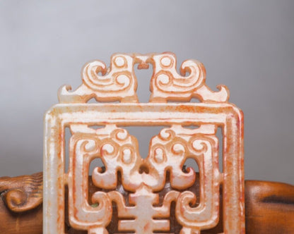 Chinese Antique Natural Hetian Jade Hand Carved Exquisite Statue Lucky Pendant
