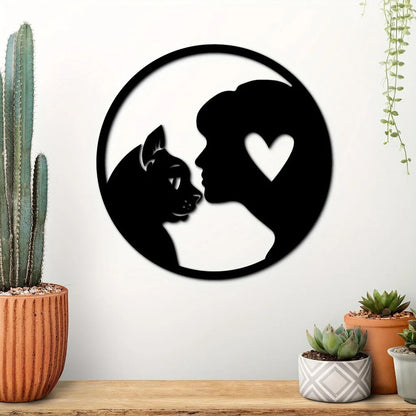 Metal Cat Lover Wall Decor, People And Cats Hanging Decor, Decorative Hangings
