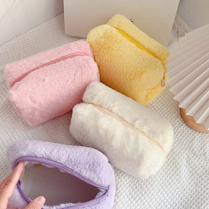 Travel Makeup Pouch Holder Plush Cosmetic Bag Student School Large Storage Purse