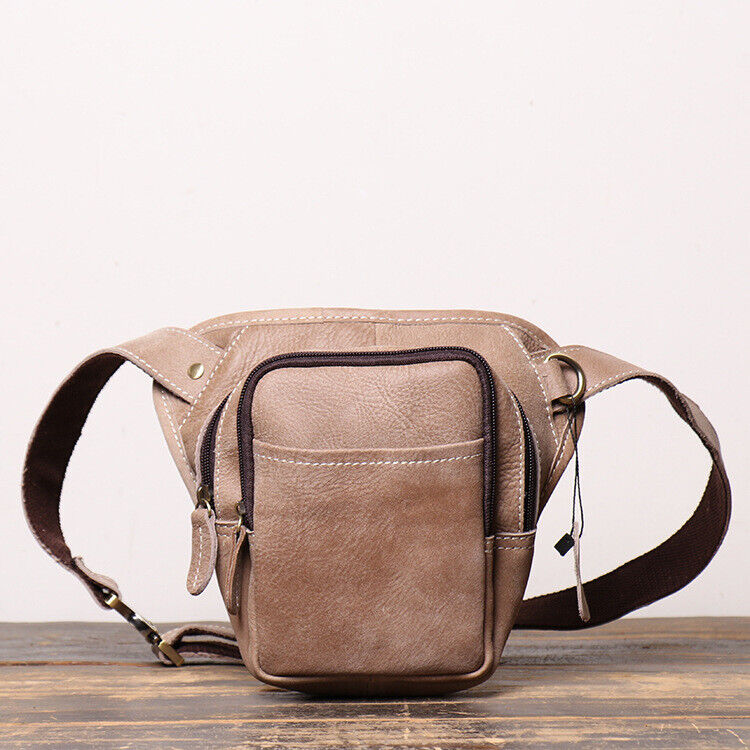 Outdoor Vintage Motorcycle Leather Crossbody Bag Tactical Thigh Waist Fanny Pack