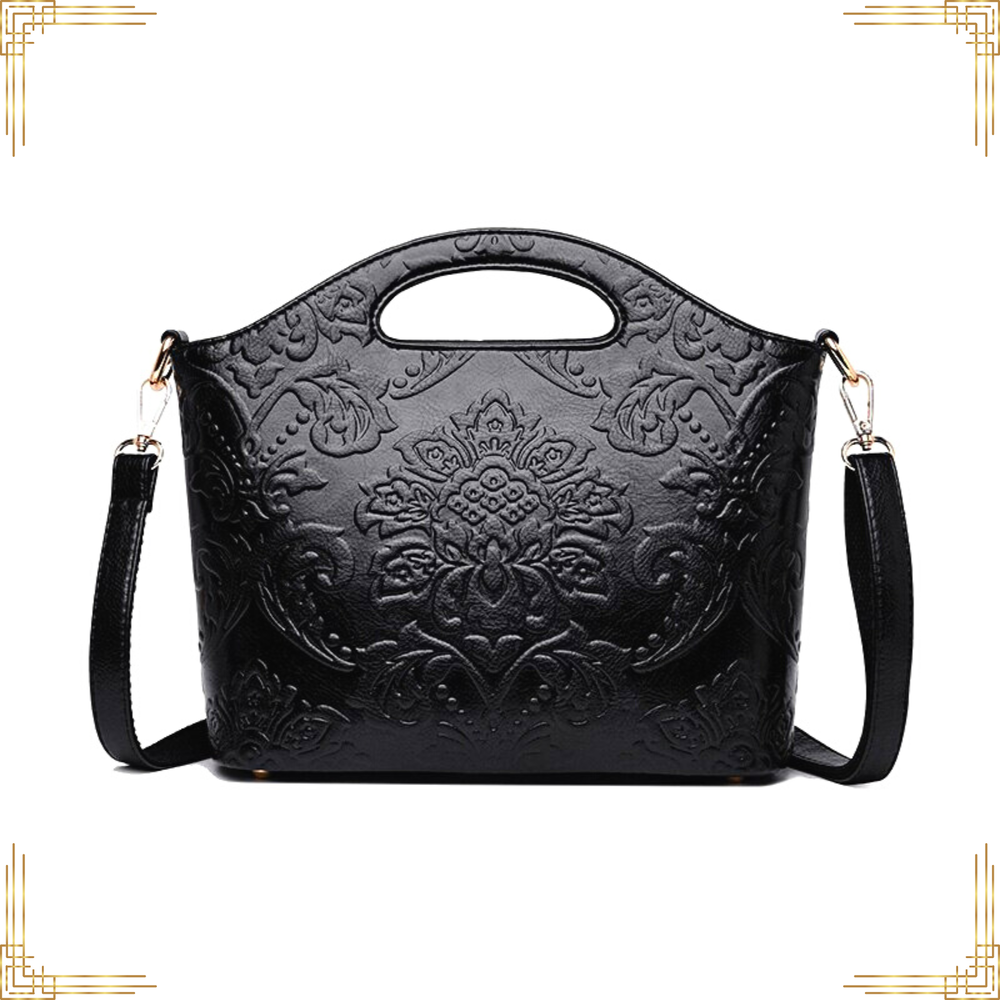 Women GENUINE LEATHER Floral Handbag Crossbody Shoulder Bag Stylish Luxury Tote