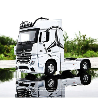 1:36 Benz Container Trailer Truck Head Diecast Model Car Transport Vehicle Toys