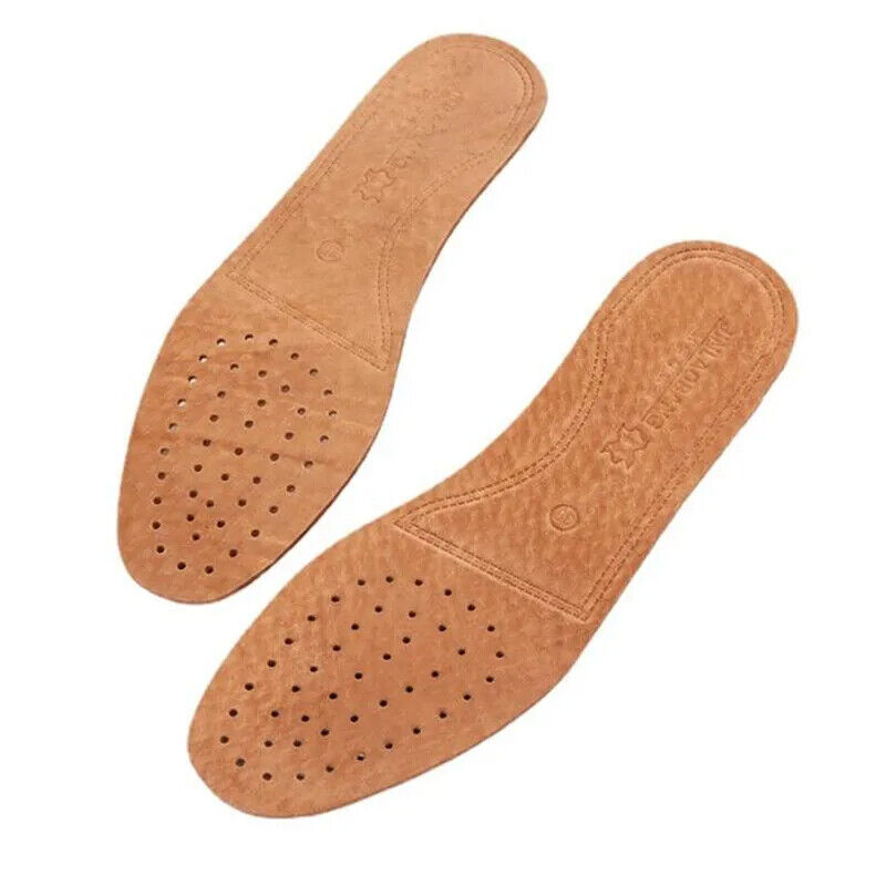 Men Women Shoe Insole Cowhide Leather Comfortable Anti-Slippery Flat Pad EU35-43