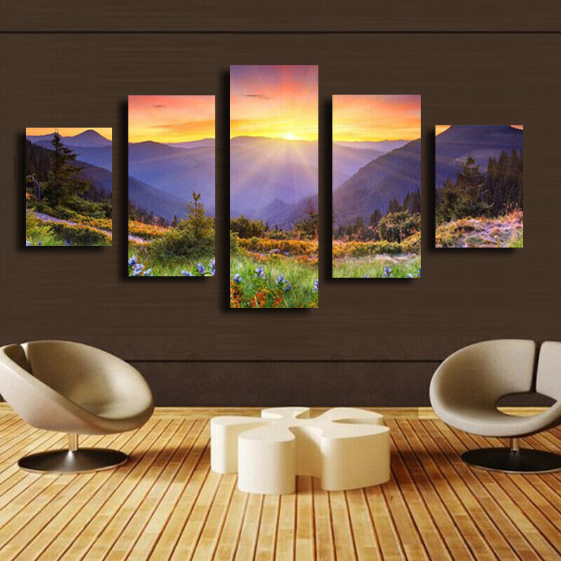 5 Pieces Canvas Wall Art Poster and Print Living Room Scenery No Framed