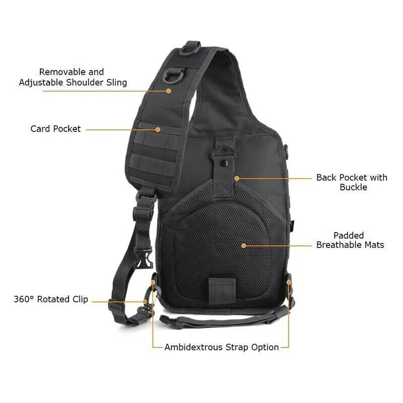 Men Nylon Crossbody Bag Tactics Canvas Shoulder Hiking Travel Outdoor Sports