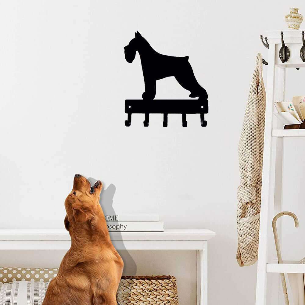 Miniature Schnauzer Dog-Key Hooks & Keychain Holder-6 inch/9 inch Metal Wall Art