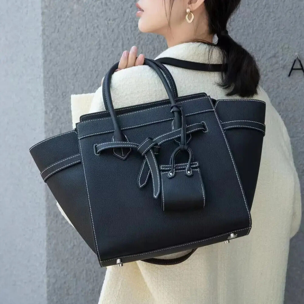 Cowhide Handbags For Women Genuine Leather Tote Bag Simple Trendy Bag